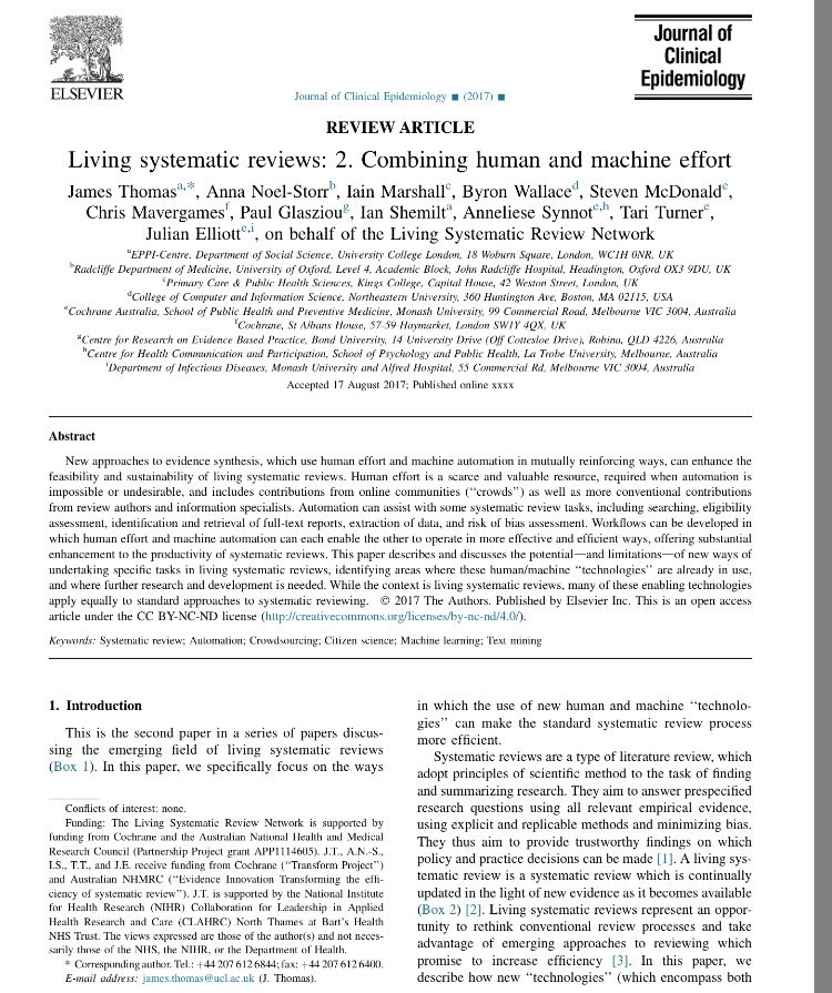 Hot off the press: 4-part living systematic review series in <a href="/JClinEpi/">Journal of Clinical Epidemiology</a> Out in time for #GESummit2017 goo.gl/5Y6jAj