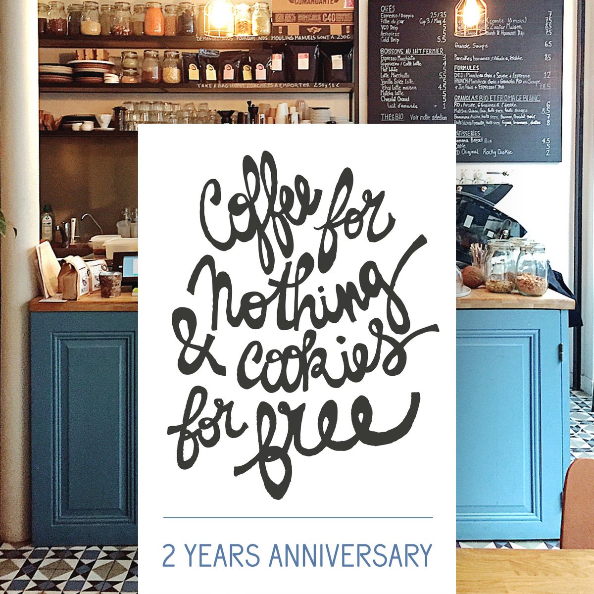 So happy to celebrate our 2nd year anniversary with you! Come say hi, tomorrow is our #coffeefornothingcookiesforfree day at Radiodays!