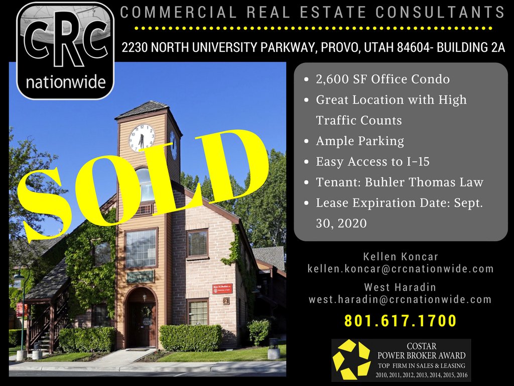 cRcNationwide's tweet photo. #Sold #OfficeCondo #OfficeSold #ProvoUtah #UtahCommercialRealEstate #ProvoOffice #CRE #CommercialRealEstate https://t.co/SZOORgV1r4