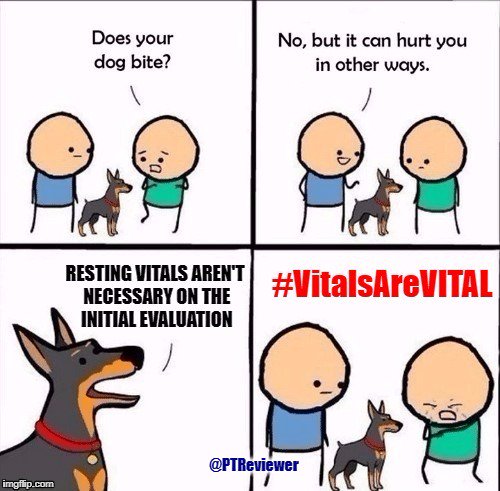 ptreviewer's tweet photo. Some PT humor about a perspective that is far too common &amp; needs to change. #solvePT #VitalsAreVITAL #cvpPT #hypertension #heartdisease https://t.co/KENZ6nBY13