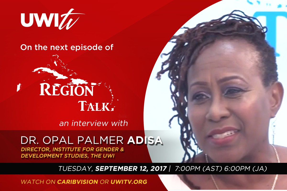 UWITv's tweet image. Tonight on Region Talk: An interview with Dr. Opal Palmer Adisa, Director of the Institute for Gender &amp;amp; Development Studies, UWI