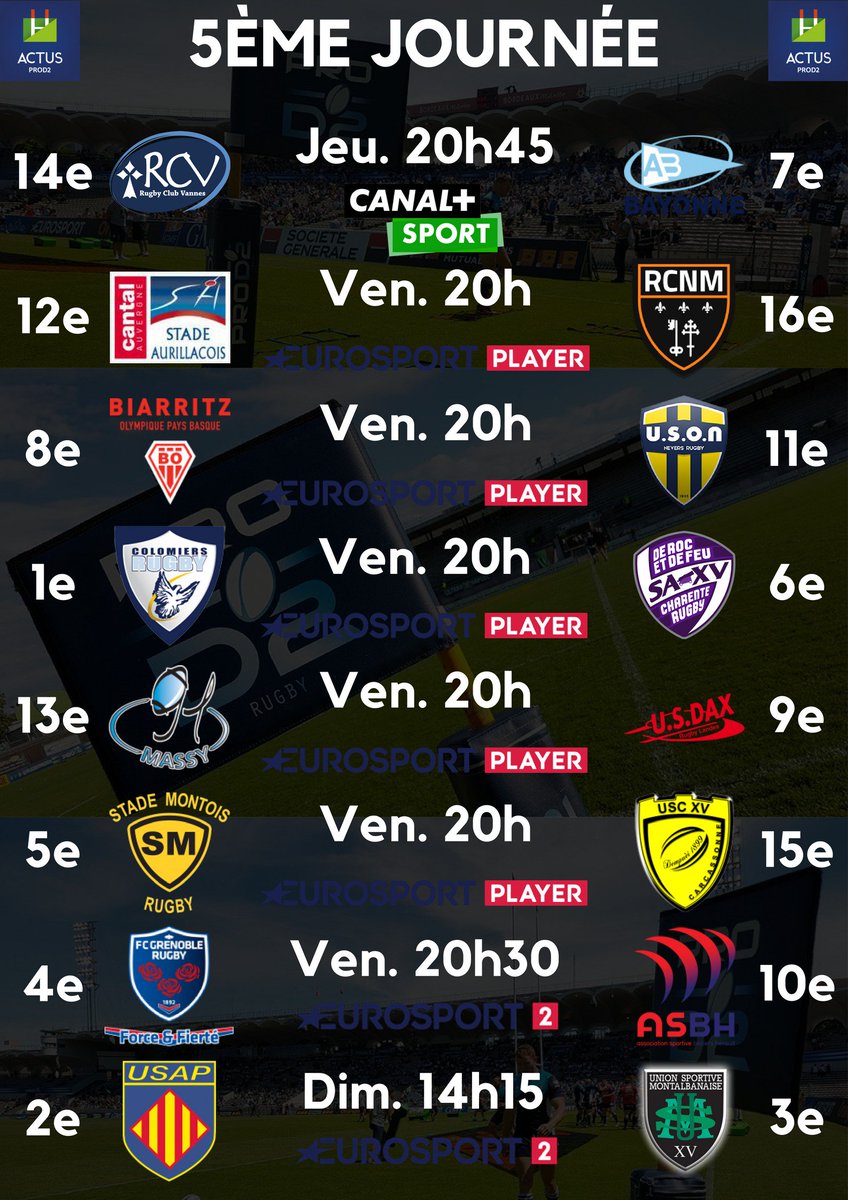 Voici le programme de la 5ème journée de #ProD2 !