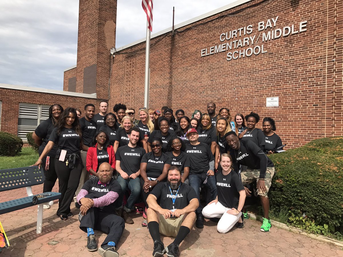 Thank you Under Armor for suiting up the best school staff in Baltimore today! Looking forward to a great partnership! <a href="/cbemschool/">CBEMS</a> #wewill