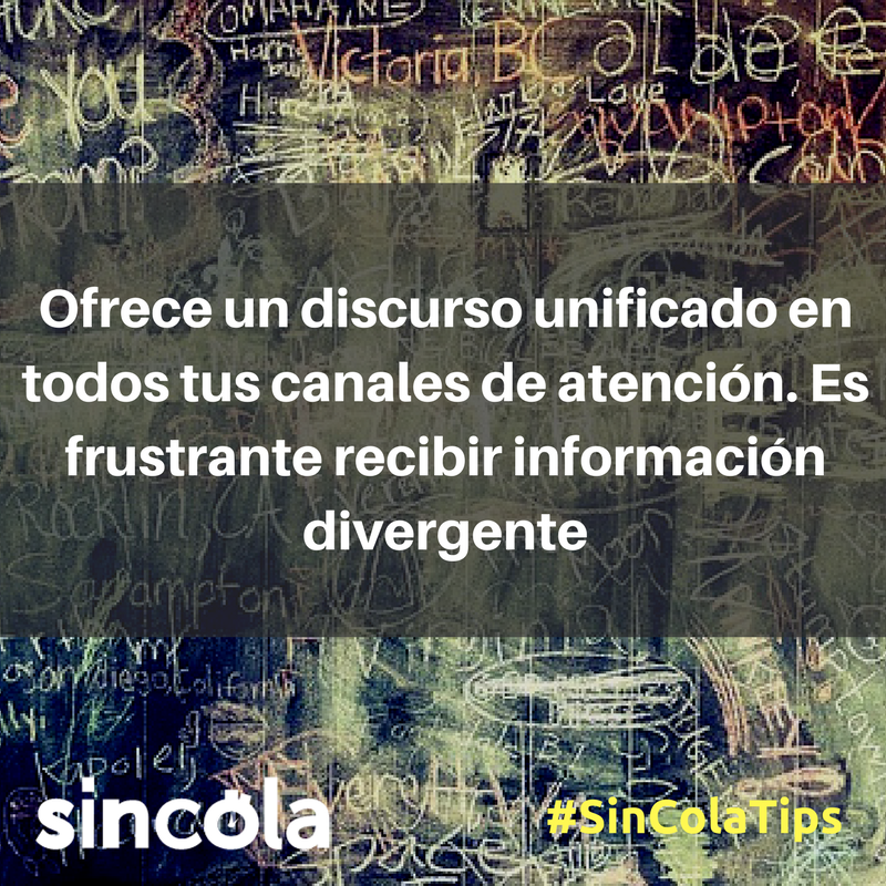 MundoSinCola's tweet photo. #SinColaTips Ofrece un discurso unificado en todos tus canales de atención. La información divergente es frustrante https://t.co/KZsmnxqDF0