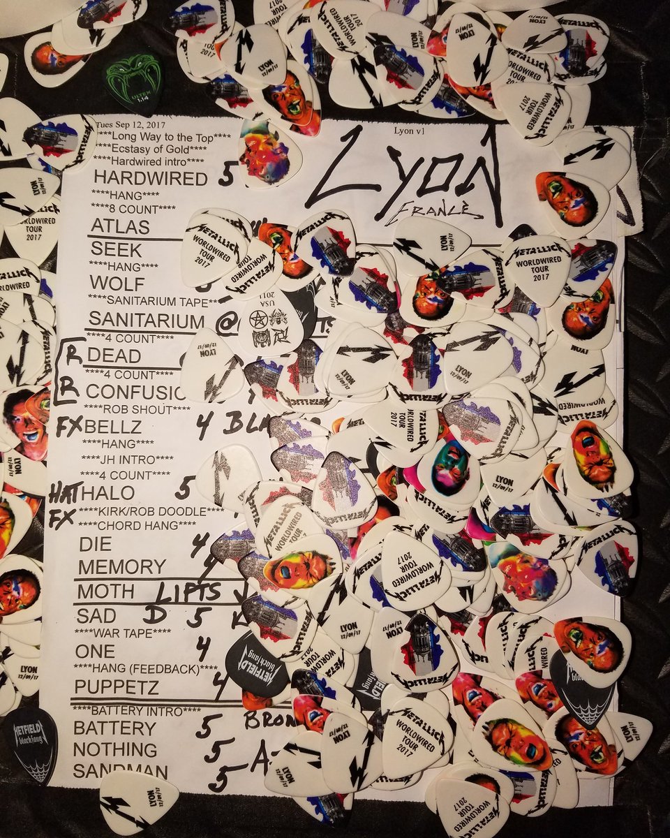 Metallica's tweet photo. Lyon's setlist! #Metallica #WorldWired #MetInLyon https://t.co/yb0b5bBF65