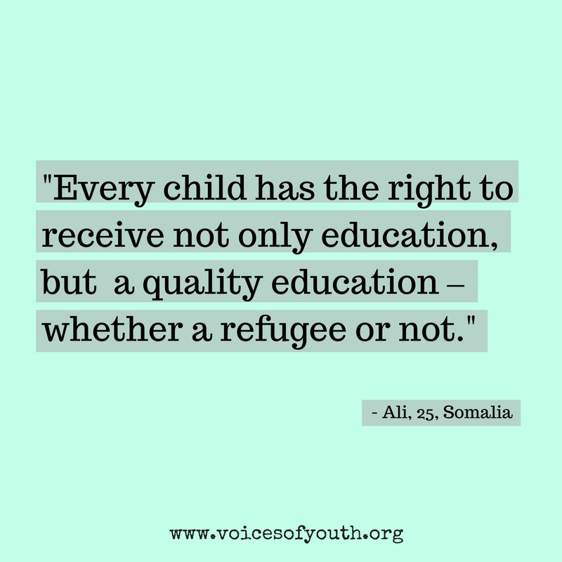 UNICEF's tweet image. Ali, 25, shares what going to school in a refugee camp was like. uni.cf/2wkOTGb 

#foreverychild, education #AChildIsAChild