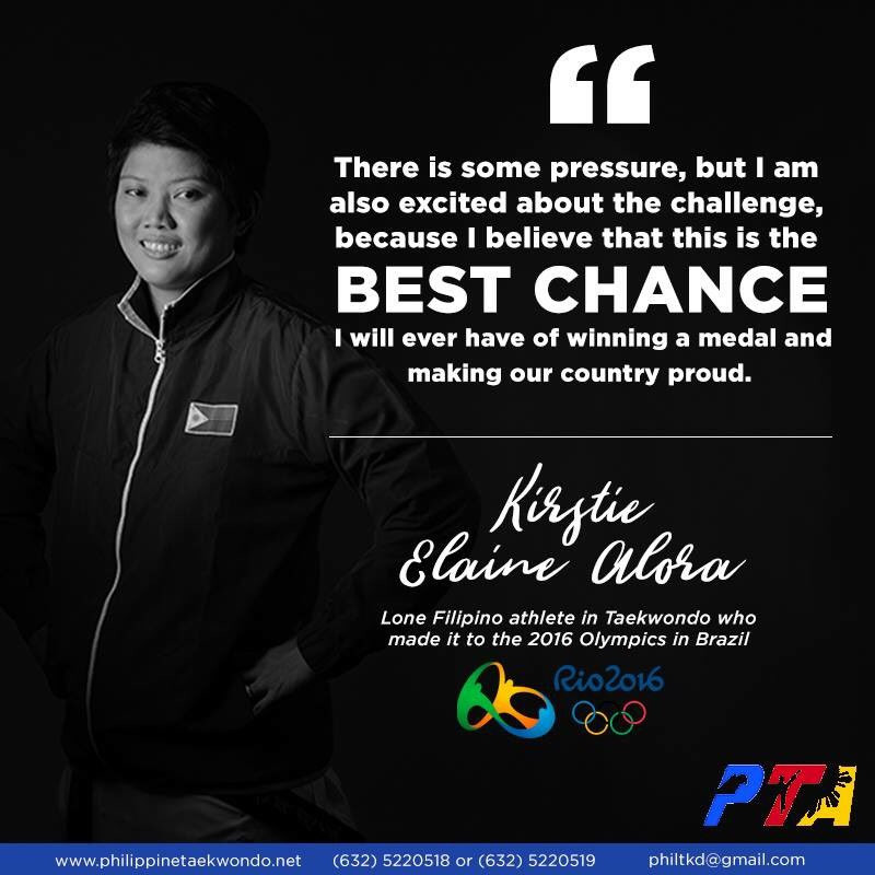 TaekwondoPH's tweet photo. The lone Filipino athlete in Taekwondo made it to the 2016 Olympics in Brazil. She was none other than Kirstie Elaine Alora. #tkdPH #PTA https://t.co/ORD20NWrh3