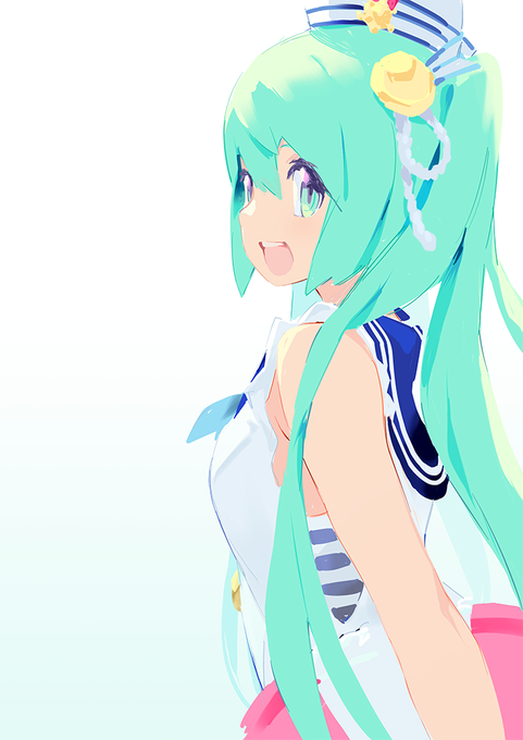 夏ミクフィギュア購入記念に夏ミク描きました!さいとうなおきさんのデザイン可愛い!! 