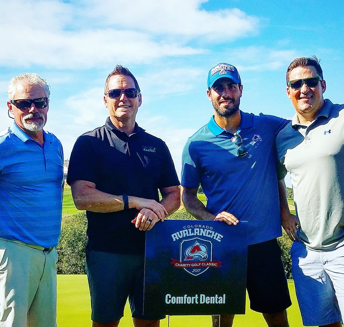 Dr_Skott's tweet photo. Happy to represent at the Avs fundraiser tourney! Avs player Mark Barberio. @RickKushner1 @ComfortDentall https://t.co/ICfVuMFFby