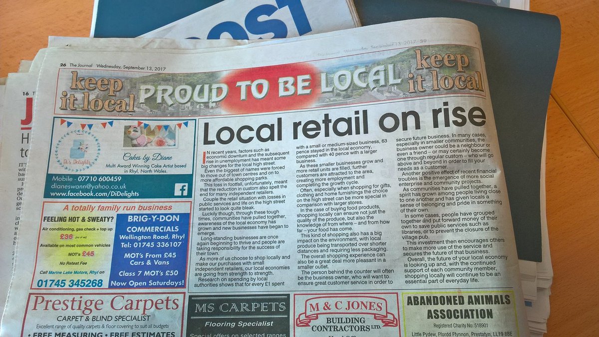 Great article in the <a href="/rjournal/">Rhyl Journal</a> about shopping locally #LoveLiveLocal