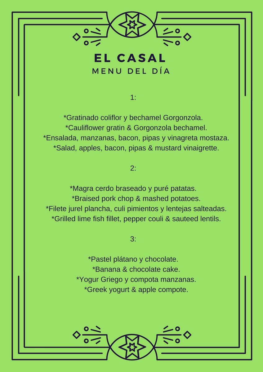 elcasalcafe's tweet photo. Nuestro menú de hoy en color verde que se asocia a la vegetación y a la esperanza. ¿Cómo os habéis quedado? 😂 https://t.co/sLxOaLjzMc