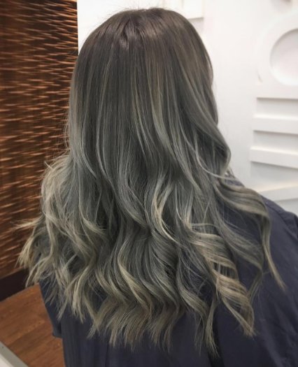 From brassy blonde to this beautiful #steel
Created by Evie @ King Street
 #colourtransformation #schwarzkopf #hairpainting #freehand