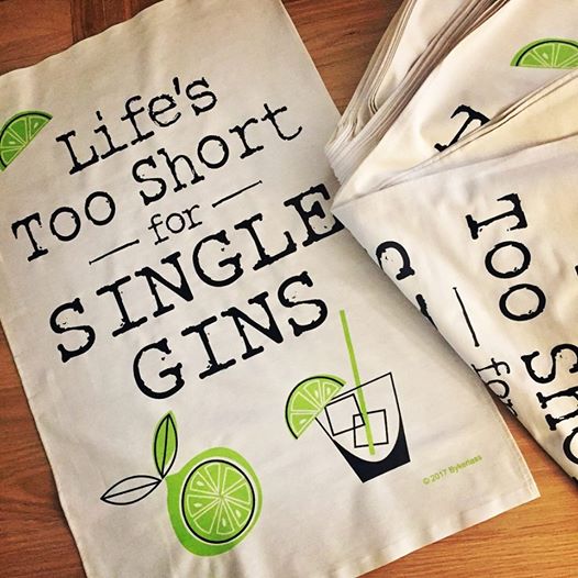 NEW!! Lifes too Short For Single Gin's Tea Towels!!  Just in and they are fab-you-lusss!  FREE P&amp;P wotmalike.co.uk