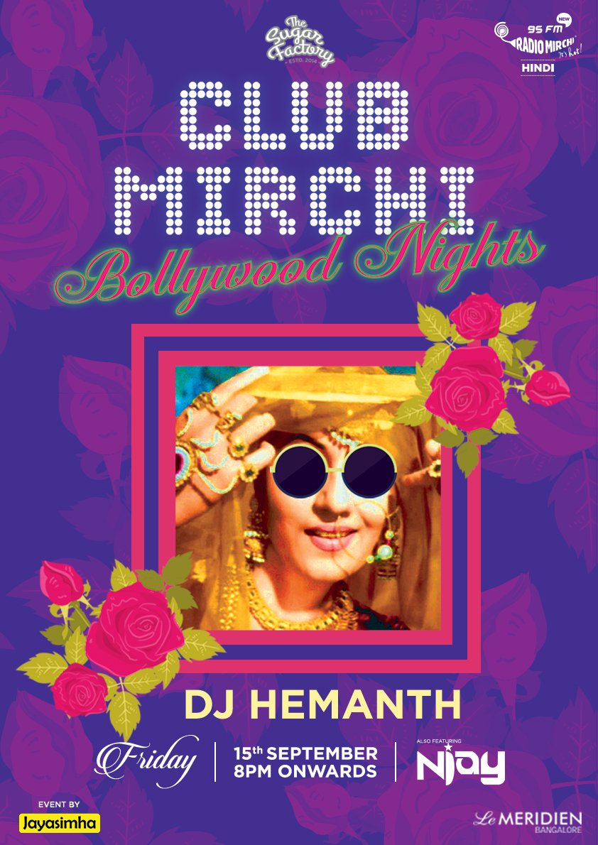 SugarFactoryBlr's tweet photo. This Friday at #TSFBollywoodNights, DJ Hemanth is set to take charge of the table to belt out thumping tunes, sending you into a happy tizz! https://t.co/nI2vj2d4Z9