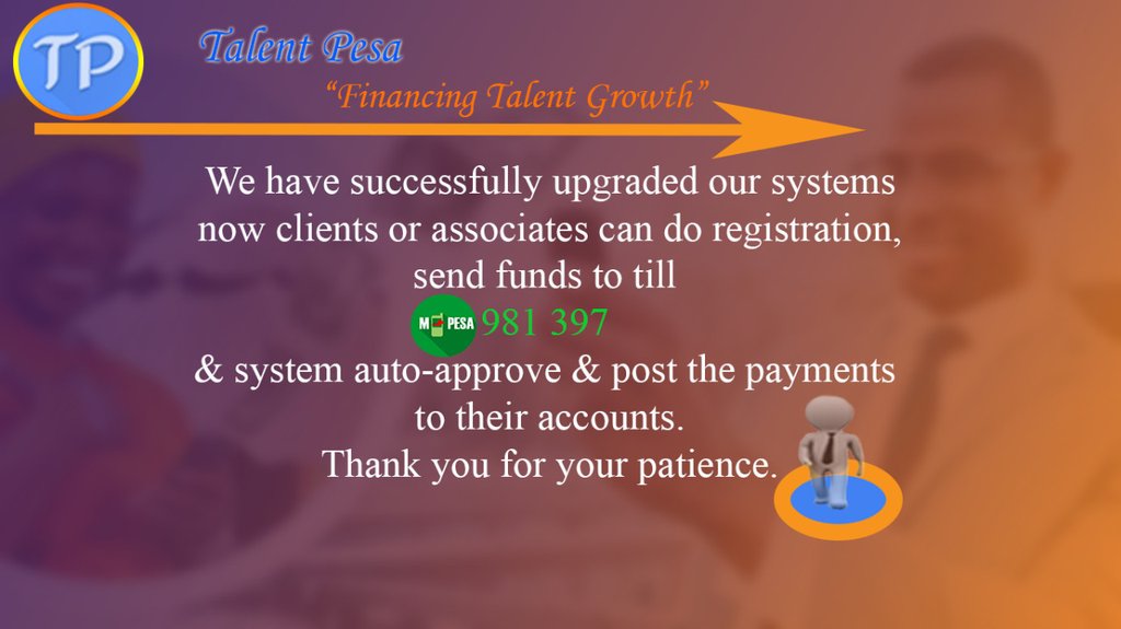 TalentPesa's tweet image. Let us keep financing you so that we be part of your success.  Here is the link to get us goo.gl/G65mJh chat with us at the site..