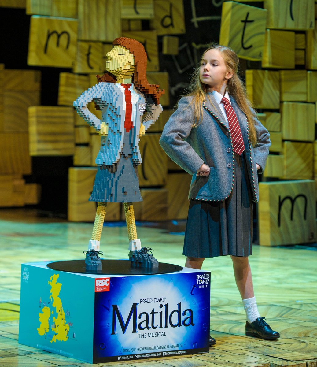 Happy #RoaldDahlDay - Actress Emma Moore poses with a LEGO brick build to celebrate. Five more #RoaldDahlHeroes are displayed across the UK