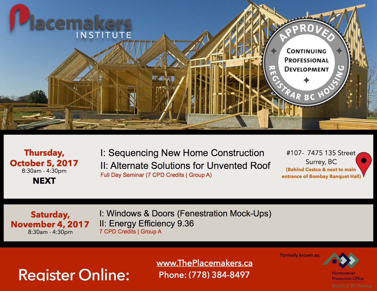 Want to learn or expand your knowledge base around #residentialconstruction? join us ThePlacemakers.ca for #builder #CPDcredits
