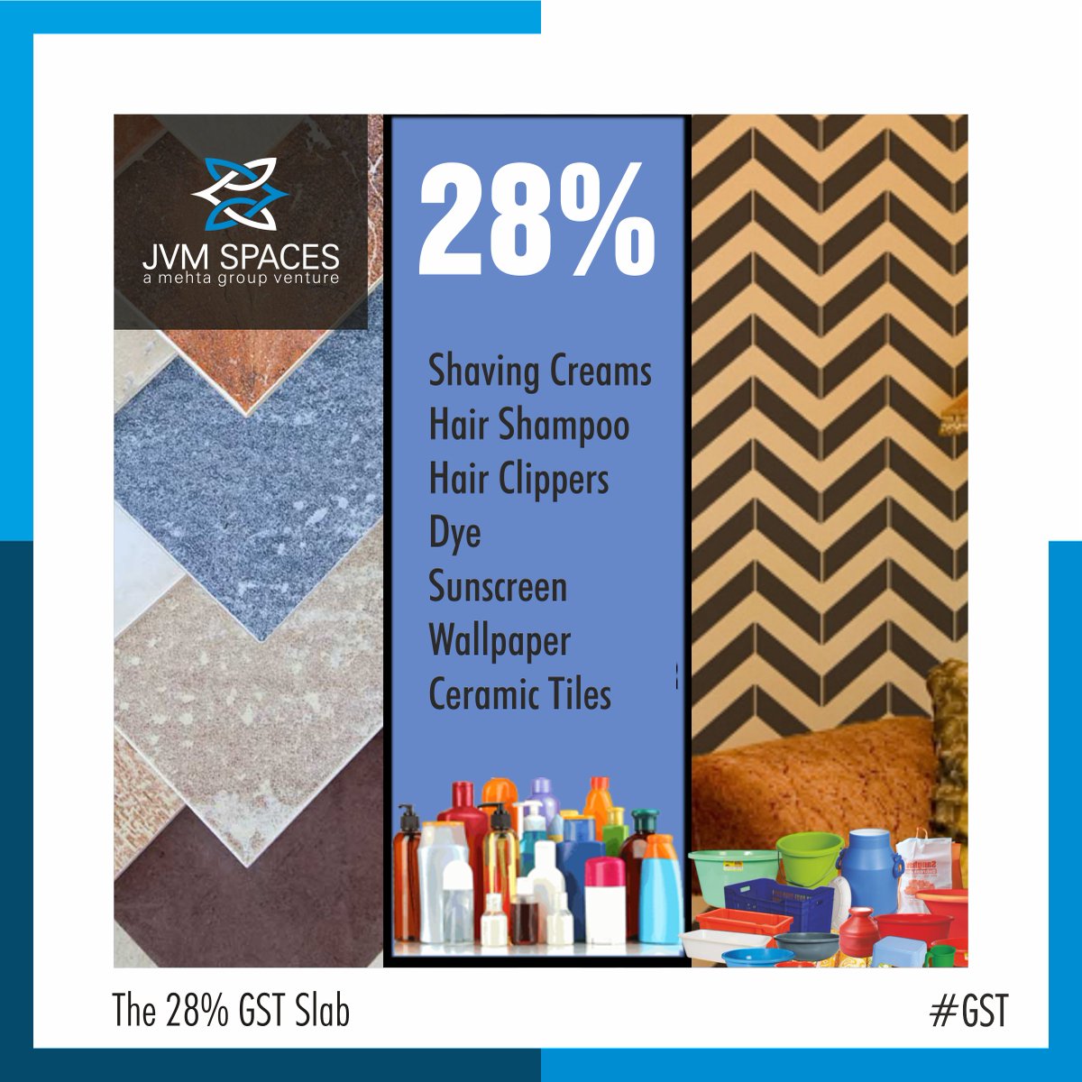 jvm_spaces's tweet photo. Shaving creams, hair shampoo, shavers, clippers, dye, sunscreen, wallpaper, ceramic tiles will attract 28% tax, the highest under GST system https://t.co/Ld0gpTzy3R