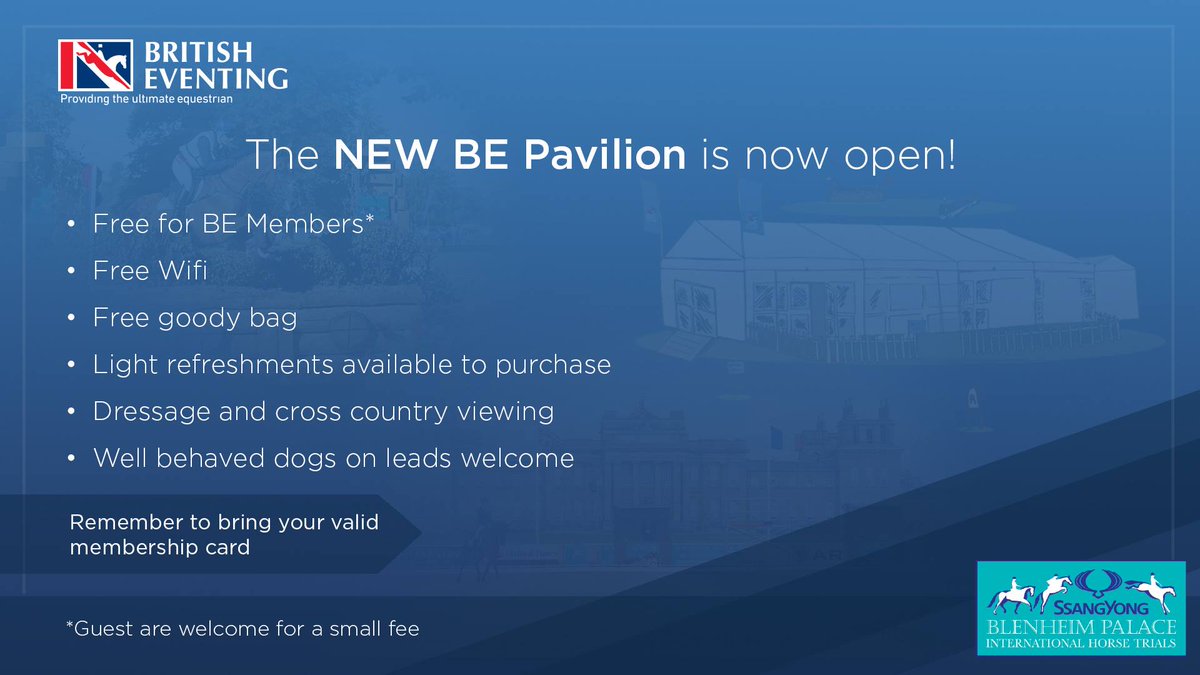 BEventing's tweet photo. The sun is shining and the NEW BE pavilion is open for the first day of the @SYMotorUK @BlenheimHorse! Come over and enjoy! #BPIHT2017 https://t.co/FOxCHca53v