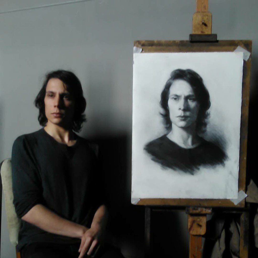 Matthew1collins's tweet image. An example of my #sightsizemethod setup for drawing #lifesize #portraits @PICASSOLACONTE @DarrenRousar