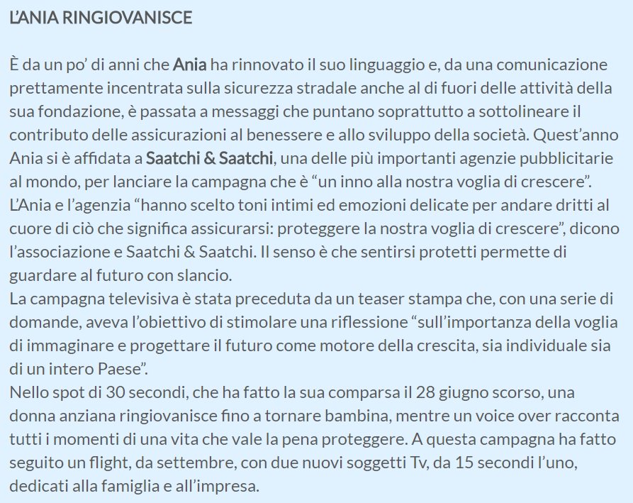 InsurancReview's tweet photo. #Insurance e #comunicazione: la campagna #Ania curata da @Saatchi_Italy https://t.co/hqHXmptXDG