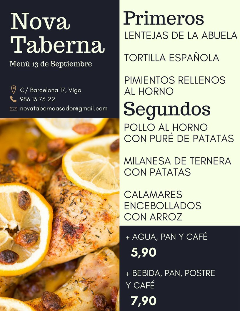 nova_taberna's tweet image. Menú 13 de Septiembre en @nova_taberna (C/Barcelona 17)
¡Que aproveche! 🍽️😋