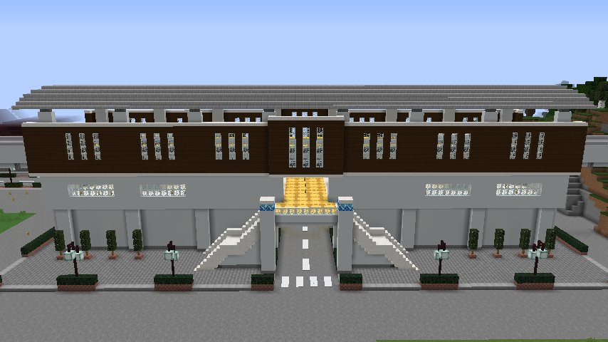 ハヤシ 今クラ 5進捗40 今回制作したムラービト町駅の外観 コンクリートとダークオークの木材を使って現代的な雰囲気の高架駅を目指しました 次回part50では内装や駅前ロータリーを作って完成させます