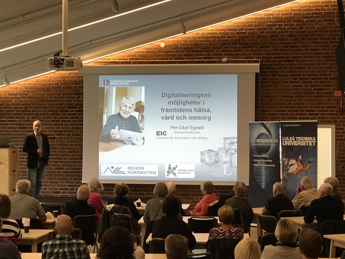 MarieLarsson1's tweet photo. Digitaliseringens möjligheter inom hälsa, vård och omsorg tas upp av LTu på TheGreatNorthern i #Skellefteå https://t.co/5qCRarJULq