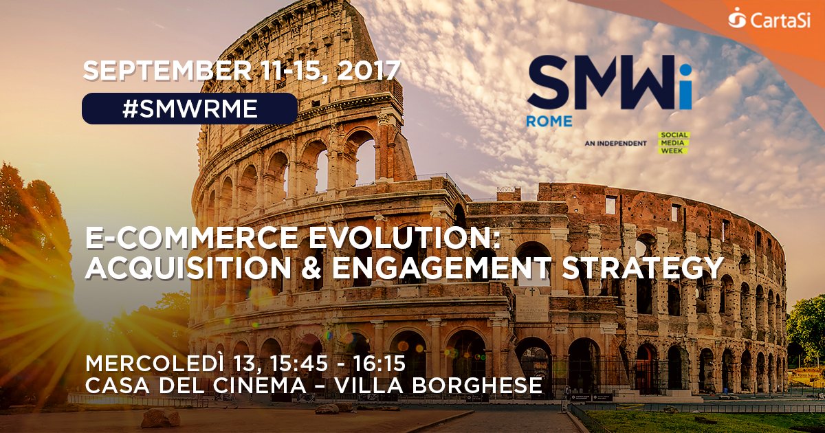 Tutto pronto per la #SMWRME: CartaSi protagonista per raccontare come sta cambiando il mondo dell’#eCommerce. 
ow.ly/IkgE30f7lii