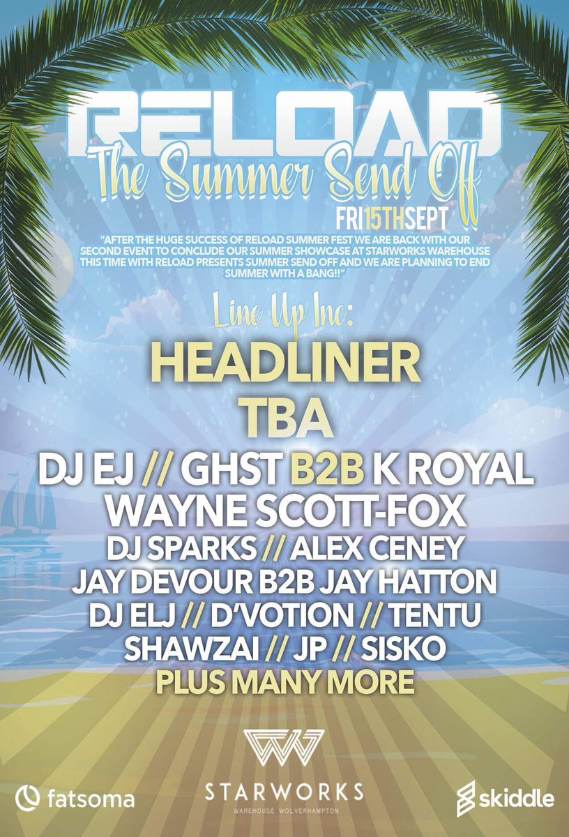 Reload__Events's tweet image. This Friday inbox us for tickets we have completely sold out online so only papers available!