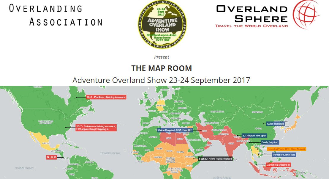 The Map Room 2017 - Schedule at the Adventure Overland Show: overlandingassociation.org/map-room-2017-… Sponsored by <a href="/IVSSUK/">IVSS</a> #overlanding #overland