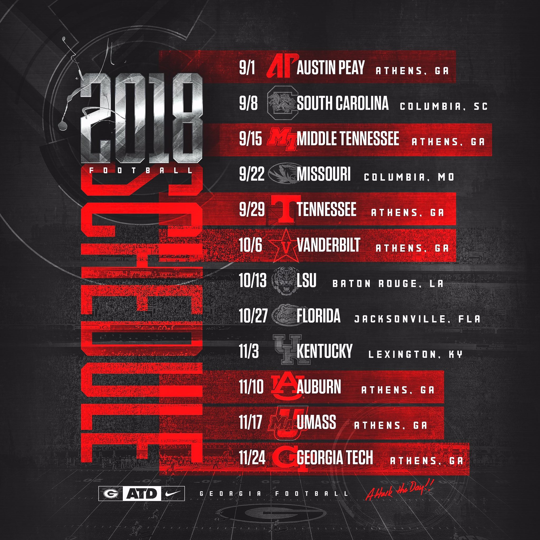 SicEmDawgs.com on Twitter: "2018 UGA Football Schedule released. #