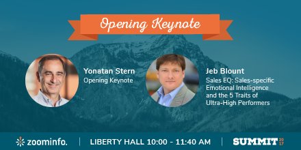 RT <a href="/ZoomInfo/">ZoomInfo</a>: Kicking off Day 1 festivities is CEO, <a href="/YonatanStern/">Yonatan Stern</a> &amp; <a href="/SalesGravy/">Jeb Blount</a>! Check out LIVE stream on  #B2Bviews