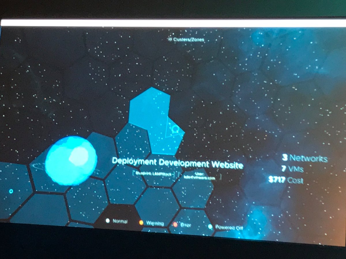 virtualjad's tweet photo. Awesome #virtualvirtual (#ProjectAstra) demo showing the power of @vmwarecloud APIs, apps managed by #vRA! #vmworld. https://t.co/7PKQ67cgyR