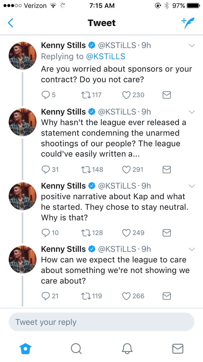 ByKimberleyA's tweet photo. #Dolphins WR @KSTiLLS voicing his frustrations on player apathy/inaction and the NFL's handling of the #Kaepernick situation.... https://t.co/kfr9Dk0uur