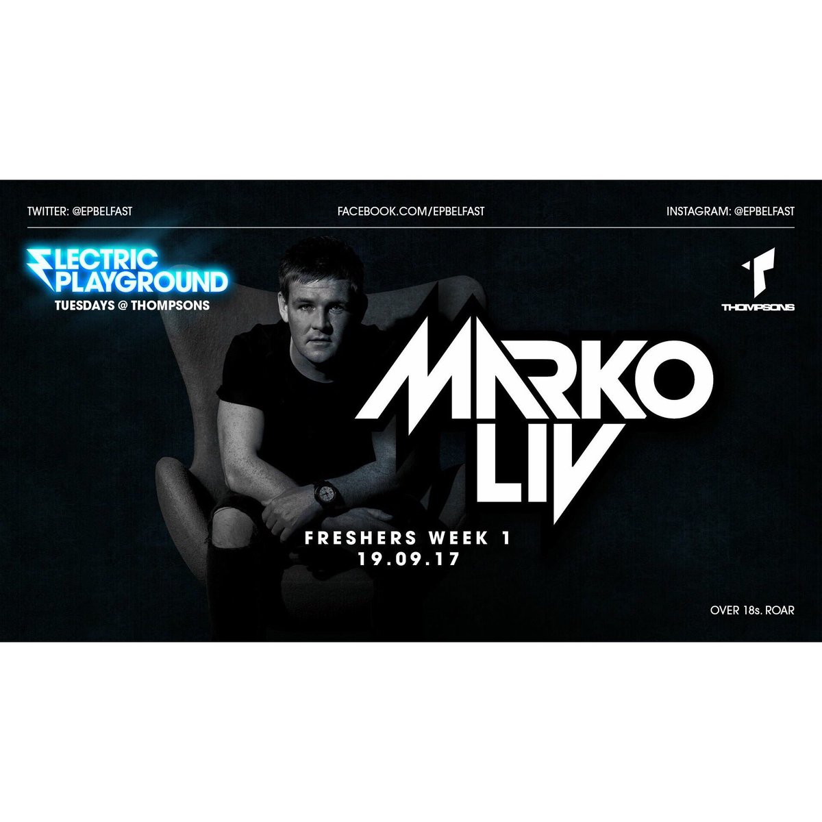 NEXT UP ➡️ @marko_liv | Tuesday 19th September ⚡️+ support from <a href="/Stripclub_Music/">Stripclub</a> &amp; Paddy C in the Terrace #EP