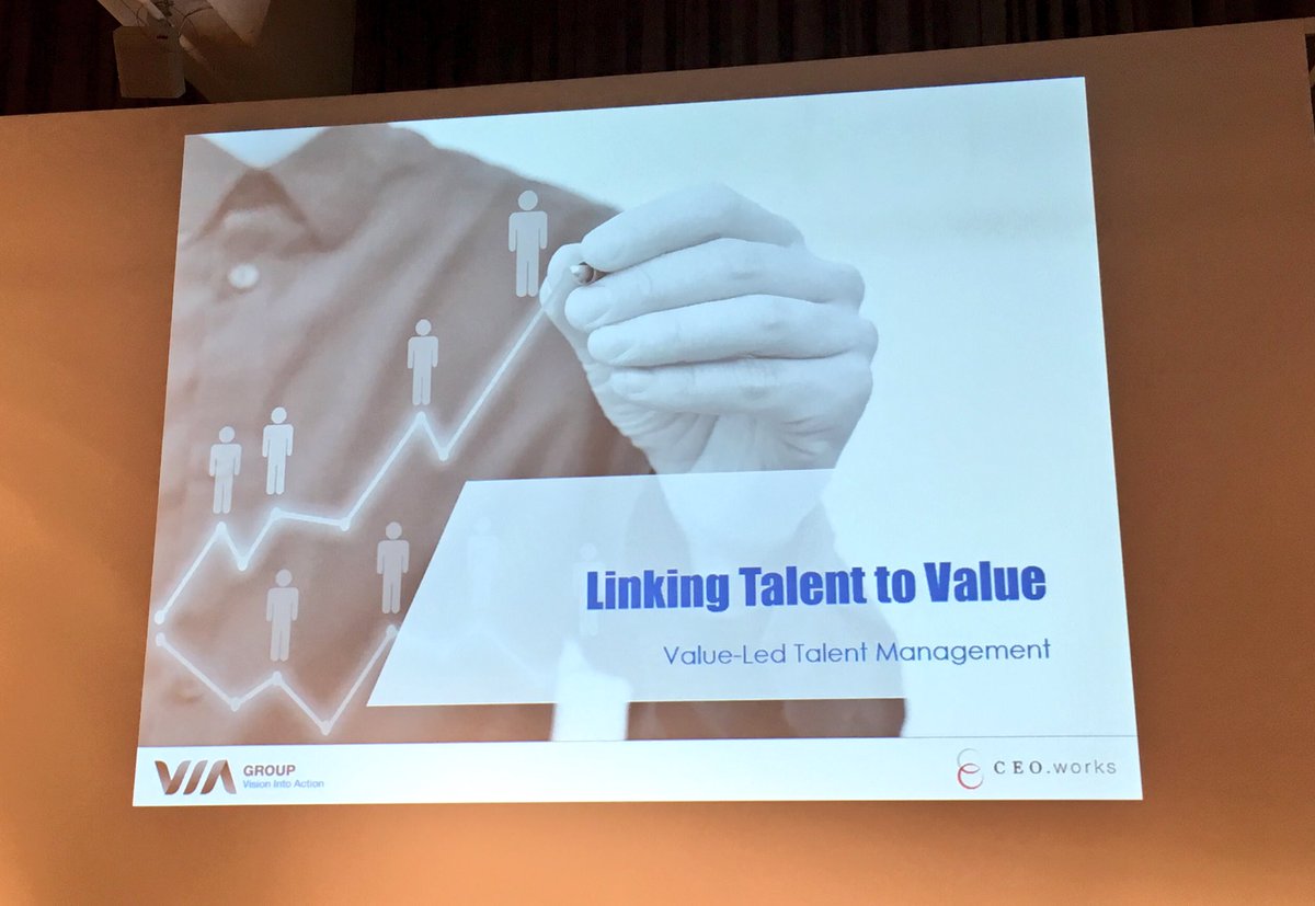 EiraPvaara's tweet photo. Facing the important: Linking #Talent to Value by Sandy Ogg @VIA_Group #HRsummit17 https://t.co/VfxTp4ADRD