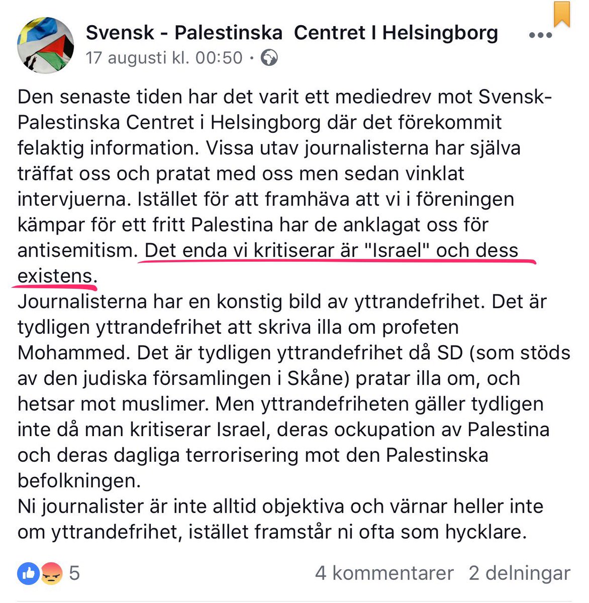 fattighjonet's tweet photo. "Svensk-Palestinska Centret i Helsingborg" försöker bortförklara sin antisemitism med... ännu mer antisemitism. https://t.co/j5nZbLQYSt