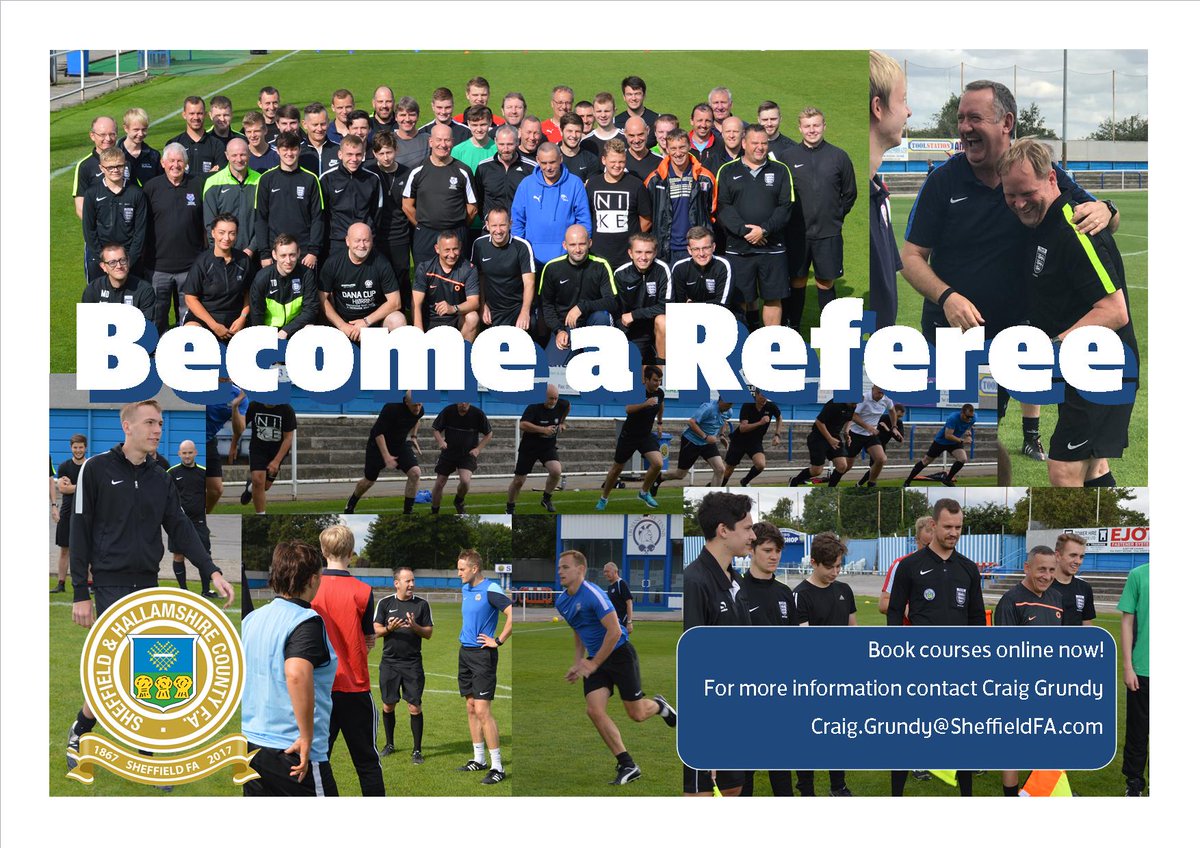 Do you think you could become a referee? Book on a course! 
👉eventspace.thefa.com/sheffieldfa/pa…
