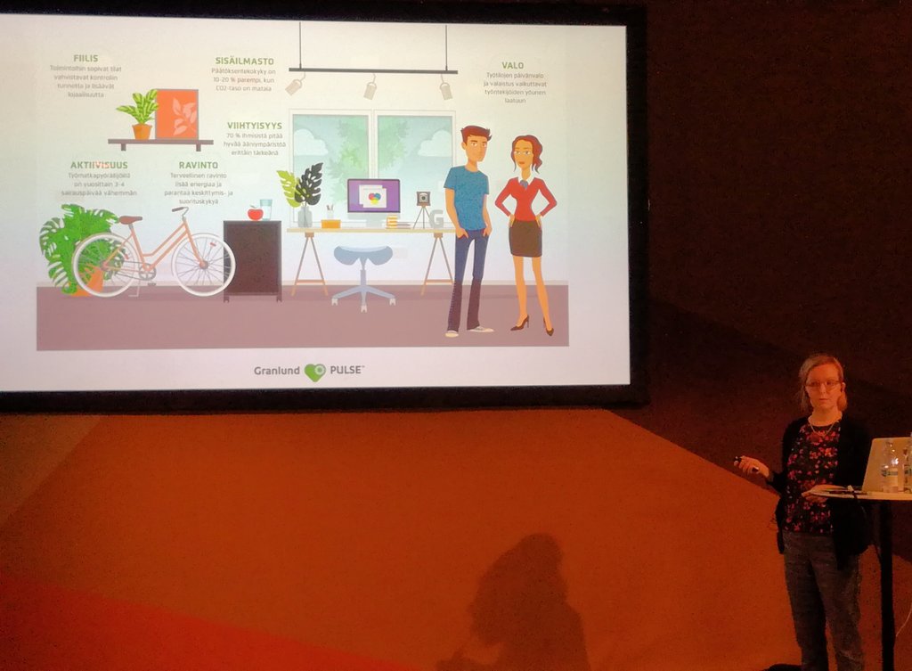 NiinaVenho's tweet photo. .@heli_kotilainen and @rmcgrath_gc from @GranlundOy telling about @BREEAM and #wellbeingspace / #HyvinvoivaTila at @IDHelsinki https://t.co/SI9RO4G28B