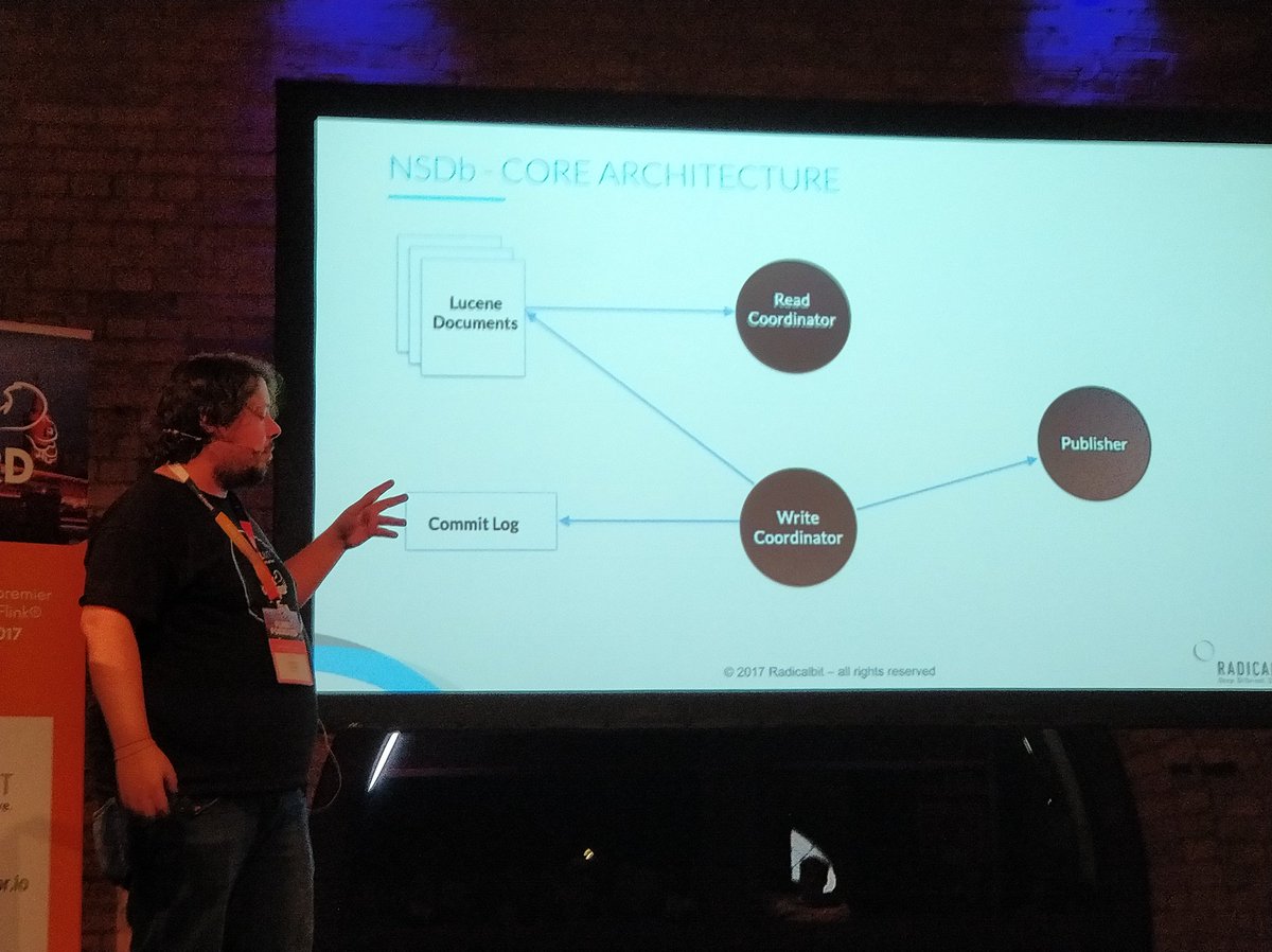 weareradicalbit's tweet photo. @weareradicalbit Solution Architect presents @save_veltri  the #NSDb core components. @FlinkForward #FlinkForward #FF17 https://t.co/Q6mSYlPUe9