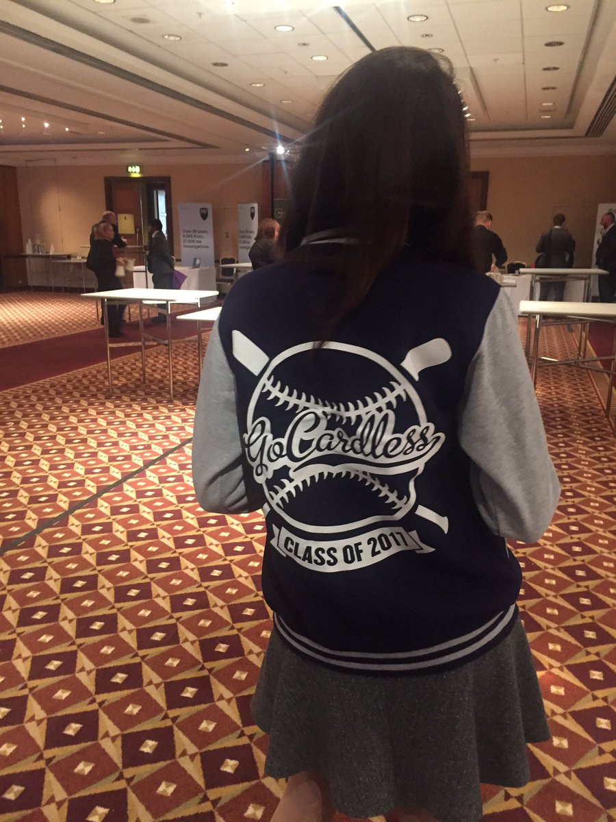 AIMSAccountants's tweet photo. Jess from @AIMSAccountants sporting the popular jacket from @GoCardless #AIMSConference2017 https://t.co/8RjtHnu4lt