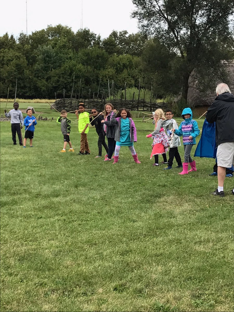 4th gr Sunwatch Village!S's learned about Ohio's Prehistoric Indians,played music w/ gourds, learned Indian game & went in huts!#WEareLakota