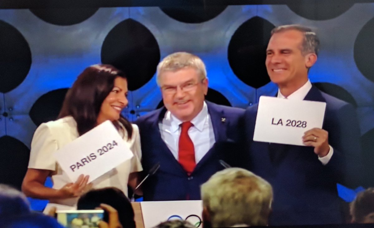 Congrats and thank you <a href="/caseywasserman/">Casey Wasserman</a> and <a href="/janetevans/">Janet Evans</a> and to all of team @LA2028  #HardWorkPaysOff #YouDidIt #FollowThe Sun