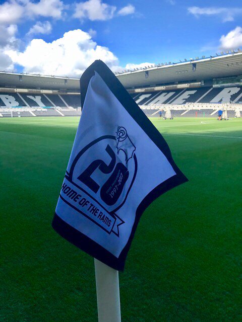 Pitchworksuk's tweet photo. Branded anniversary corner flags for @dcfcofficial 20 years at Pride Park #iprostadium https://t.co/ycu8DRyJCj