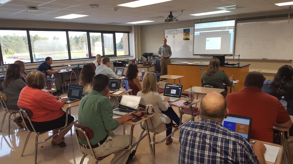 Mr. Miller and the Menomonie Special Education Staff at this morning's PLC. Talking #EduClimber and data walls. #Knowledgeispower