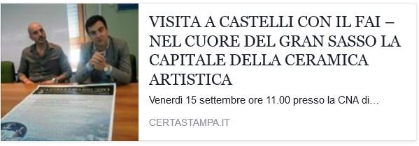 castelli_2017's tweet photo. https://t.co/BFUlahmNoe
VISITA A #CASTELLI CON IL #FAI – NEL CUORE DEL GRAN SASSO LA CAPITALE DELLA #CERAMICA ARTISTICA https://t.co/hmEQO5tCZU