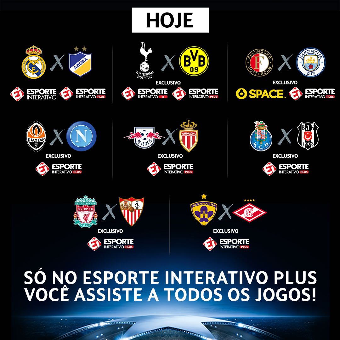 TNT Sports BR on X: @gajoricky Hoje tem mais 8 jogos na Champions! No  Esporte Interativo Plus você assiste a TODOS os jogos da CL:    / X