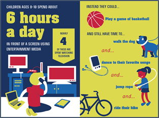 CDC_DNPAO's tweet photo. Screen Time vs Lean Time. Check out these infographics to see how much screen time kids &amp; teens get + fit tips. https://t.co/SNBb7JLgTk https://t.co/uIHXZ50M41