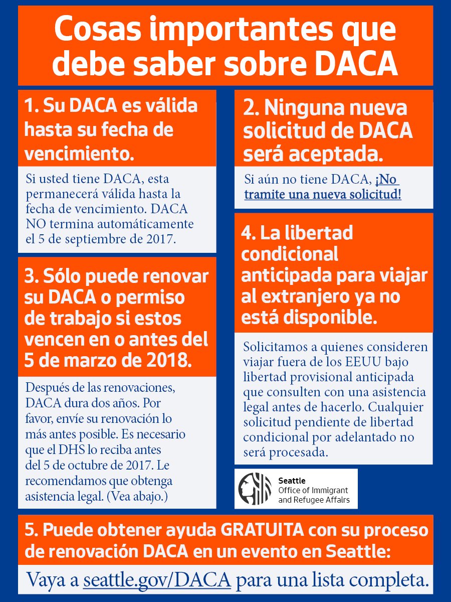 Seattle-area #DACA recipients: <a href="/IandRAffairs/">Seattle Office of Immigrant and Refugee Affairs</a> is offering a FREE legal assistance event on Sept. 24. #knowyourrights